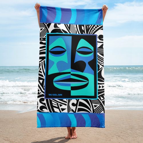 Mid Mod Tapa Framed Abstract Tiki Motif Beach Towel