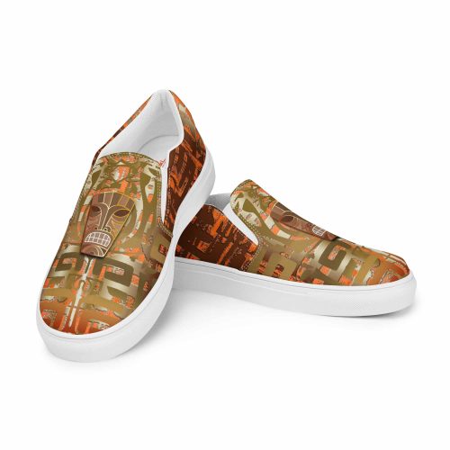 Tiki Fire Tonga Tapa Men's Classic Beachy Canvas Slip Ons