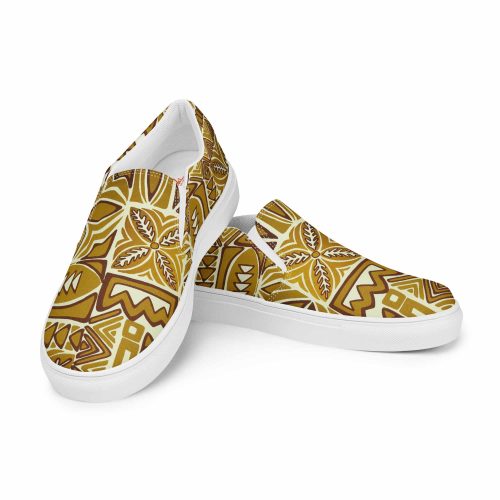 Mid-Mod 1959 Island Tapa Men's Classic Beachy Canvas Slip Ons - Sunset Gold