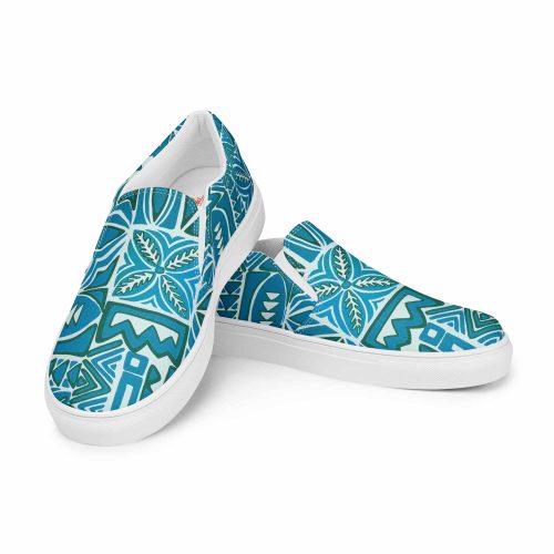 Mid Mod 1959 Island Tapa Men’s Classic Beachy Slip Ons – Aqua Lagoon