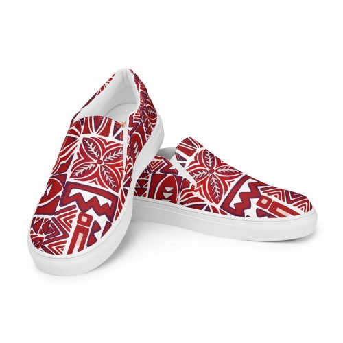 Mid Mod 1959 Island Tapa Men’s Classic Beachy Slip Ons – Lava Red